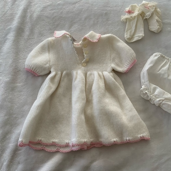 𝅺VINTAGE Mini Alone Baby Dress, Bloomers and Socks - Picture 3 of 8